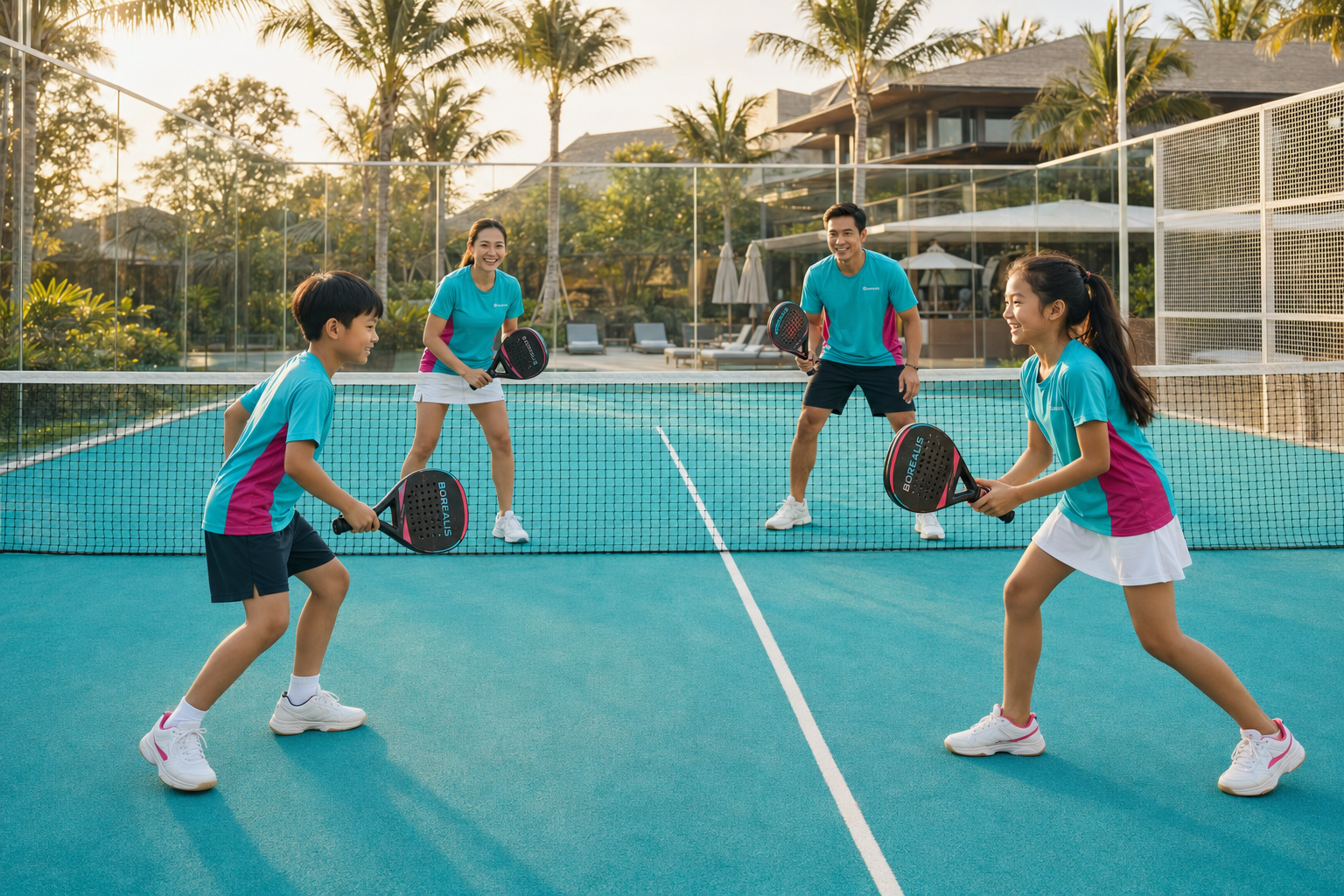 Family enjoying padel together